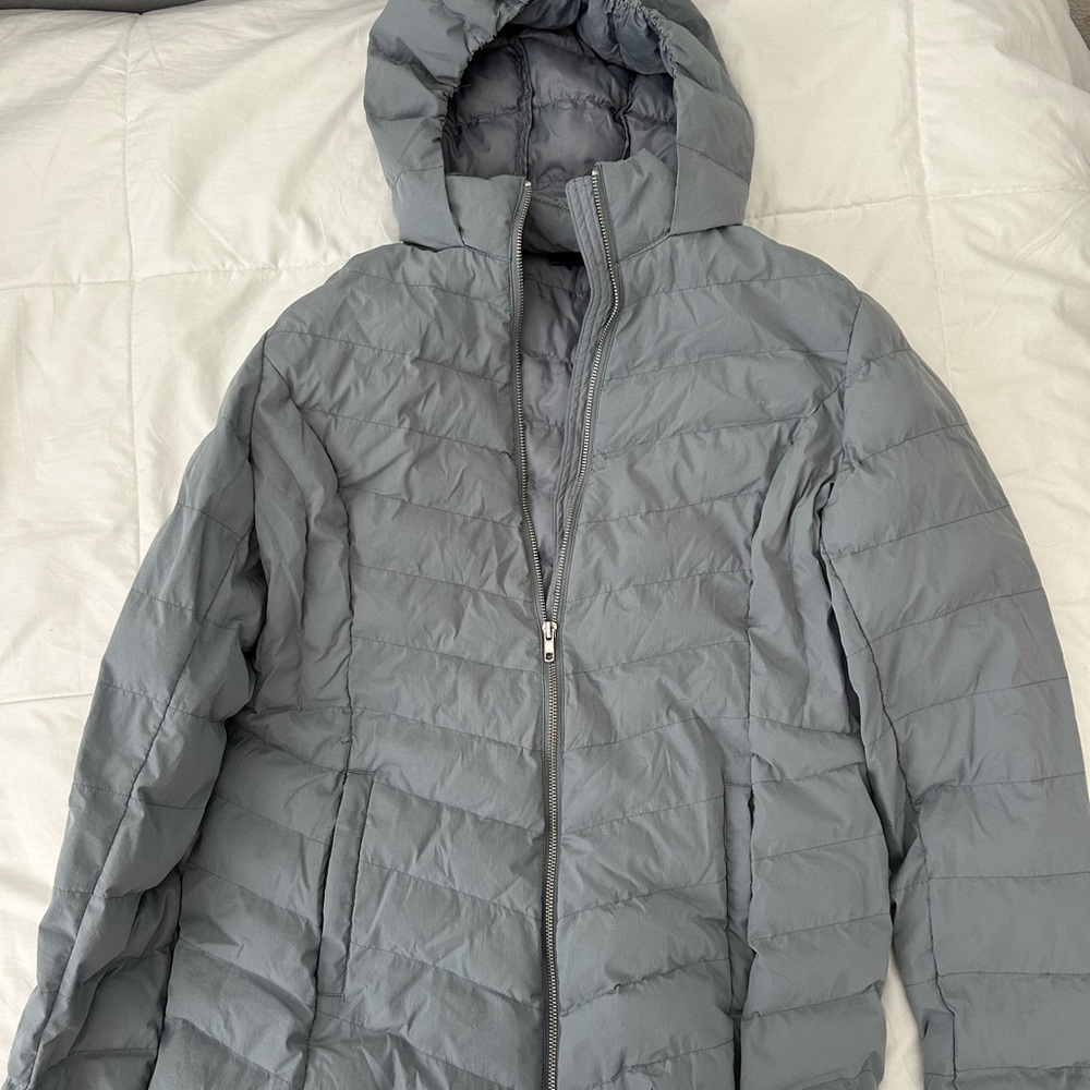 Gray Hooded Puffer Jacket